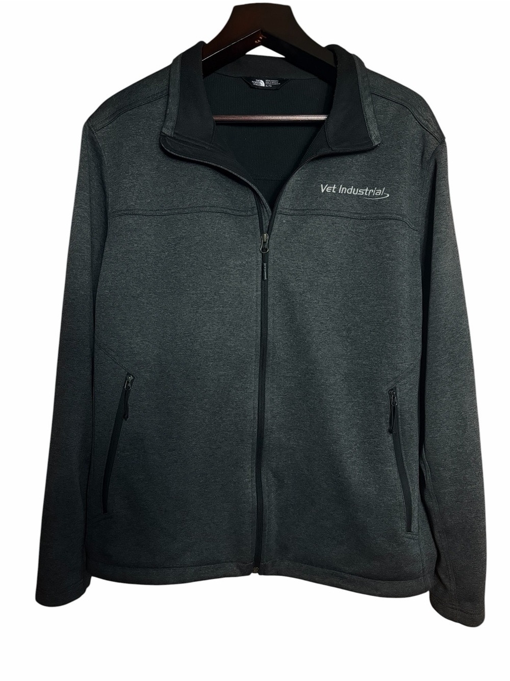 The North Face jacket weather resistant fleece lined charcoal grey zipper XL